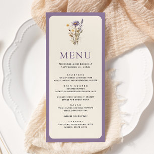 Menu Casamento de Boho Flor Silvestre Roxo Empoeirado