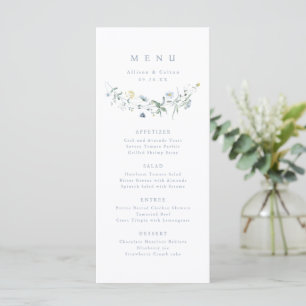 Menu Casamento de Boho Russo de Flor Selvagem Azul Eleg