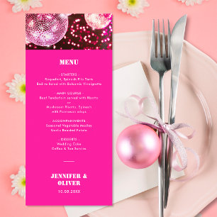 Menu Casamento de Bolas de Discoteca Retro Brilhantes R