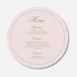 Menu Casamento de Bolinhas Verdes Rosa Elegante