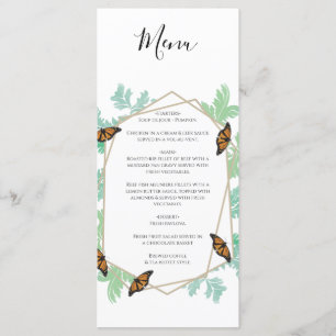 Menu Casamento de Borboleta Monarca Elegante
