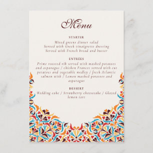 Menu Casamento de Borda com Estilo Floral de Marfim, Lu