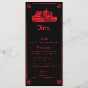 Menu Casamento de Borda de Castelo Gótico de Vampiro Pr