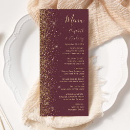 Menu Casamento de Borda Dourada com Glitter Moderno Dar