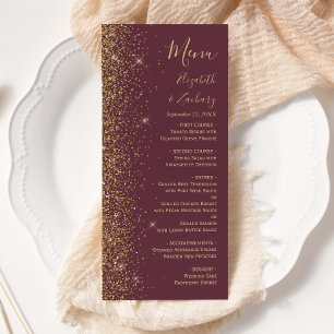 Menu Casamento de Borda Dourada com Glitter Moderno Dar