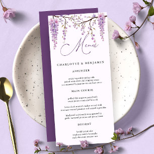 Menu Casamento de Branches de Wisteria Roxo Floral