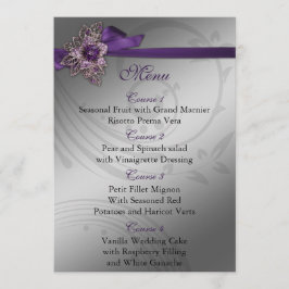 Menu Casamento de broche de vintage com fita FAUX púrpu