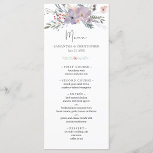 Menu Casamento de Buquê de flor selvagem