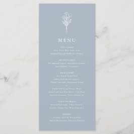 Menu Casamento de Buquê Floral Minimalista Dusty Blue