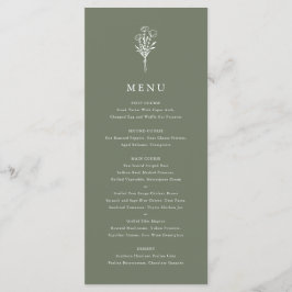 Menu Casamento de Buquê Floral Minimalista Taupe Verde
