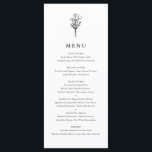 Menu Casamento de Buquê Floral Mínimo Moderno Negro<br><div class="desc">Cartão de menu minimalista personalizável. Ele apresenta uma arte preta de linha de buquê floral moderna com um padrão de pinstripes. Personalize adicionando a data e a escolha da refeição. Este cartão de menus floral minimalista é perfeito para casamentos,  chás de fraldas,  chás de panela,  aniversários e muito mais.</div>