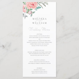 Menu Casamento De Burgundy Blush Floral Watercolor