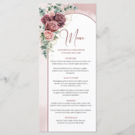 Menu Casamento de burgundy com blush de cor d'água do a