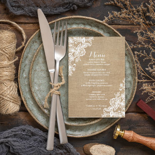 Menu Casamento De Burlap E Lace Rustic Country