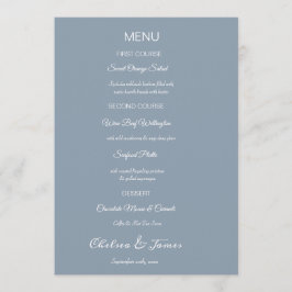 Menu Casamento de Caligrafia Azul com Elegante Personal