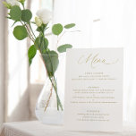 Menu Casamento de Caligrafia Dourada Elegante Simples<br><div class="desc">Menus de Casamento da Caligrafia Dourada Simples e Elegante: Este cardápio romântico de casamento apresenta elegantes caligrafia dourada e fontes de script.</div>