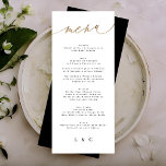 Menu Casamento de Caligrafia Dourada Tradicional Elegan<br><div class="desc">parte de uma coleção *folha não real</div>