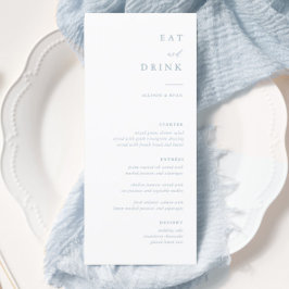 Menu Casamento de Caligrafia Elegante Azul Dusty