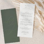 Menu Casamento de Caligrafia em Iniciais Verdes Simples<br><div class="desc">Menu de Casamento Caligrafia de Iniciais Verdes Simples</div>