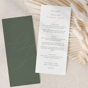Menu Casamento de Caligrafia em Iniciais Verdes Simples