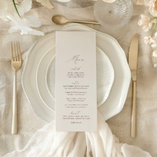Menu Casamento de Caligrafia em Marfim Moderno e Elegan
