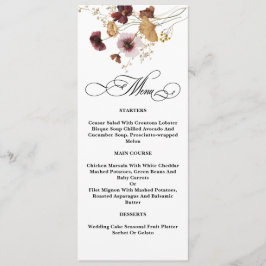 Menu Casamento de Caligrafia Floral por Aquarela