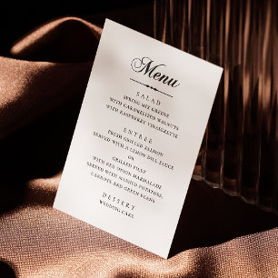 Menu Casamento de caligrafia minimalista clássica elega