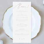 Menu Casamento de Caligrafia Rosa Moderno<br><div class="desc">menu fino para corresponder à coleção *se quiser mais opções de papel,  este design pode ser transferido para um programa fino *ou para mais ajuda contacte-me</div>