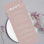 Menu Casamento de Caligrafia Simples Elegante Rosa<br><div class="desc">menu fino para corresponder à coleção *se quiser mais opções de papel,  este design pode ser transferido para um programa fino *ou para mais ajuda contacte-me</div>