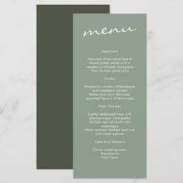 Menu Casamento de Caligrafia Verde Elegante Sage