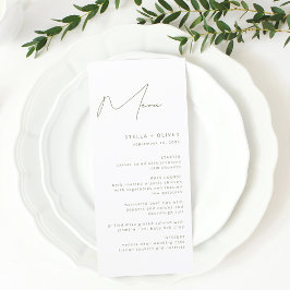 Menu Casamento de Caligrafia Verde Oliva Moderna