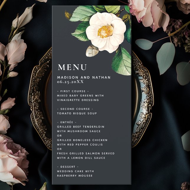 Menu Casamento de Camellia Japonesa Minimalista (Criador carregado)