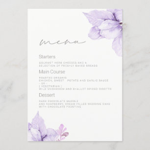 Menu Casamento De Casamento Floral Roxo De Aquarela