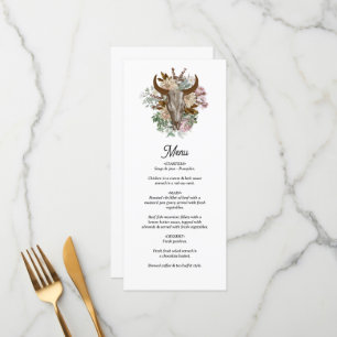 Menu Casamento de caveira de vovó de boho