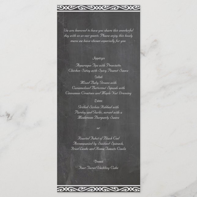 Menu Casamento de Chalkboard Posh (Frente)