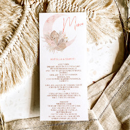 Menu Casamento de chic boho rustic pampas floral lua