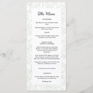 Menu Casamento de Chinoiserie Green Sage Peony