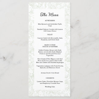 Menu Casamento de Chinoiserie Green Sage Peony
