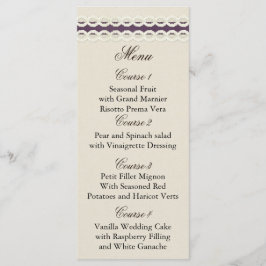 Menu Casamento de churrasco e roxo de renda