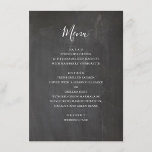 Menu Casamento de cinza de quadro-negro. Quadro negro s