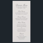 Menu Casamento de Cinzas Elegante Sólido Simples<br><div class="desc">Avise aos seus hóspedes exatamente o que eles vão comer com este cardápio de casamento simples, mas elegante, com cabeçalhos de roteiro. A cor de fundo pode ser alterada para qualquer cor que você desejar. Os menus de casamento são uma forma excelente de adicionar um elemento de estilo e formalidade...</div>