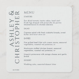 Menu Casamento de Cinzas Espaciais Modernas Elegante