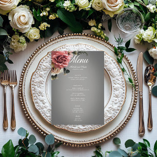 Menu Casamento de Cinzas Florais de Rosas Brancas Elega