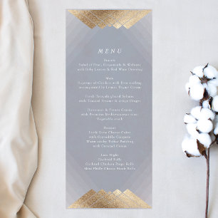 Menu Casamento de Cinzas Geométricas Deco Dourado Gatsb