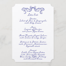 Menu Casamento de Cobalt Blue La Dolce Vita Doodle Ecru