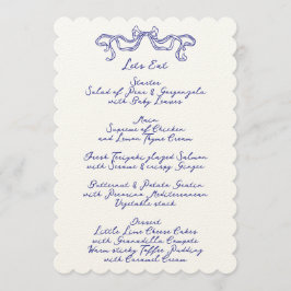 Menu Casamento de Cobalt Blue La Dolce Vita Doodle Ecru