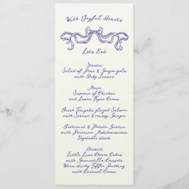 Menu Casamento de Cobalt Blue La Dolce Vita Ribbon Ecru