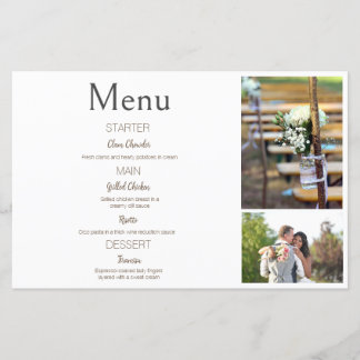 Menu Casamento de Colagem de Foto Branca