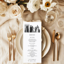 Menu Casamento de Colagem de Fotos Moderna Elegante