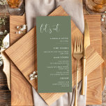 Menu Casamento de comida verde de Vamos elegante e mode<br><div class="desc">Coma de vamos! Menu de festa de casamento ou recepção. Uma tipografia moderna e uma cor verde-senadora para a sua papelaria de casamento: escolha esta simples e elegante suite de casamento. Totalmente personalizável: você pode alterar o plano de fundo e a cor do texto conforme desejar.</div>